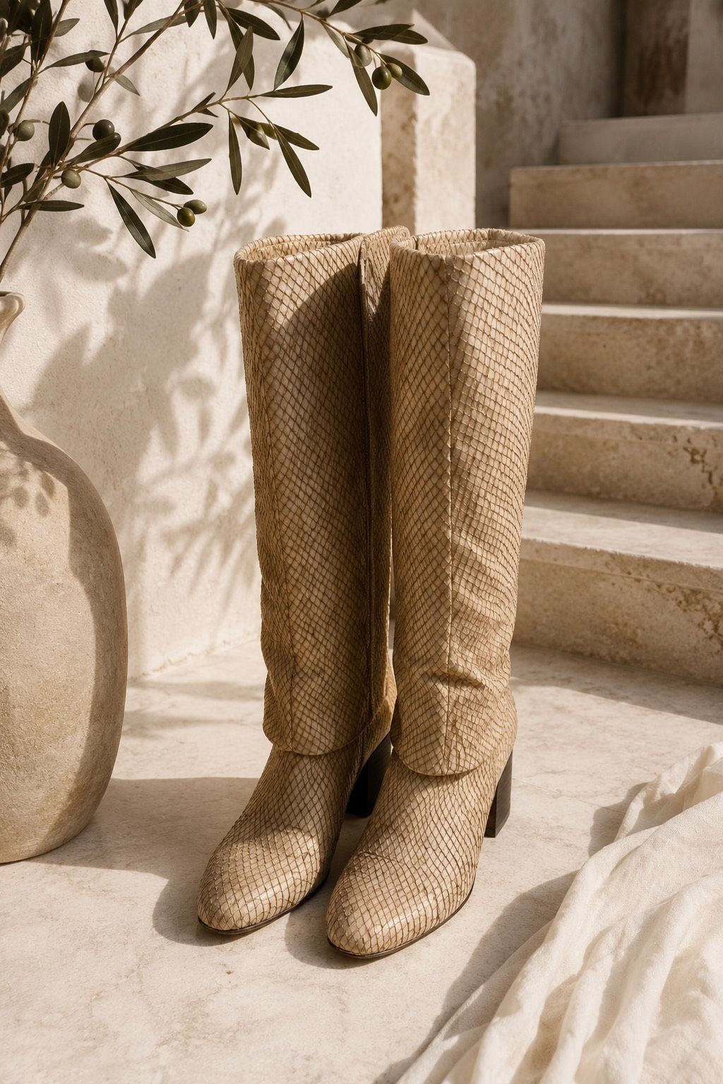 Elizabeth And James E-Steel Snakeskin Boots, Sz 7, $525